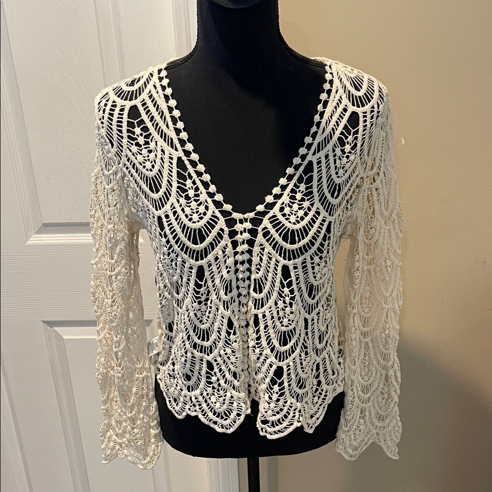 Bohemian White Crochet Lace Blouse